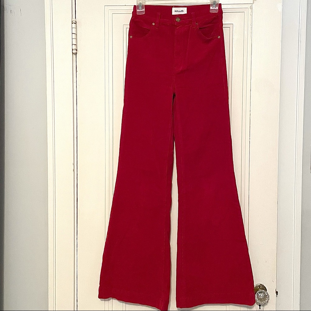 ROLLA’S Eastcoast Flare Red High-Rise Corduroy Pants Sz 26